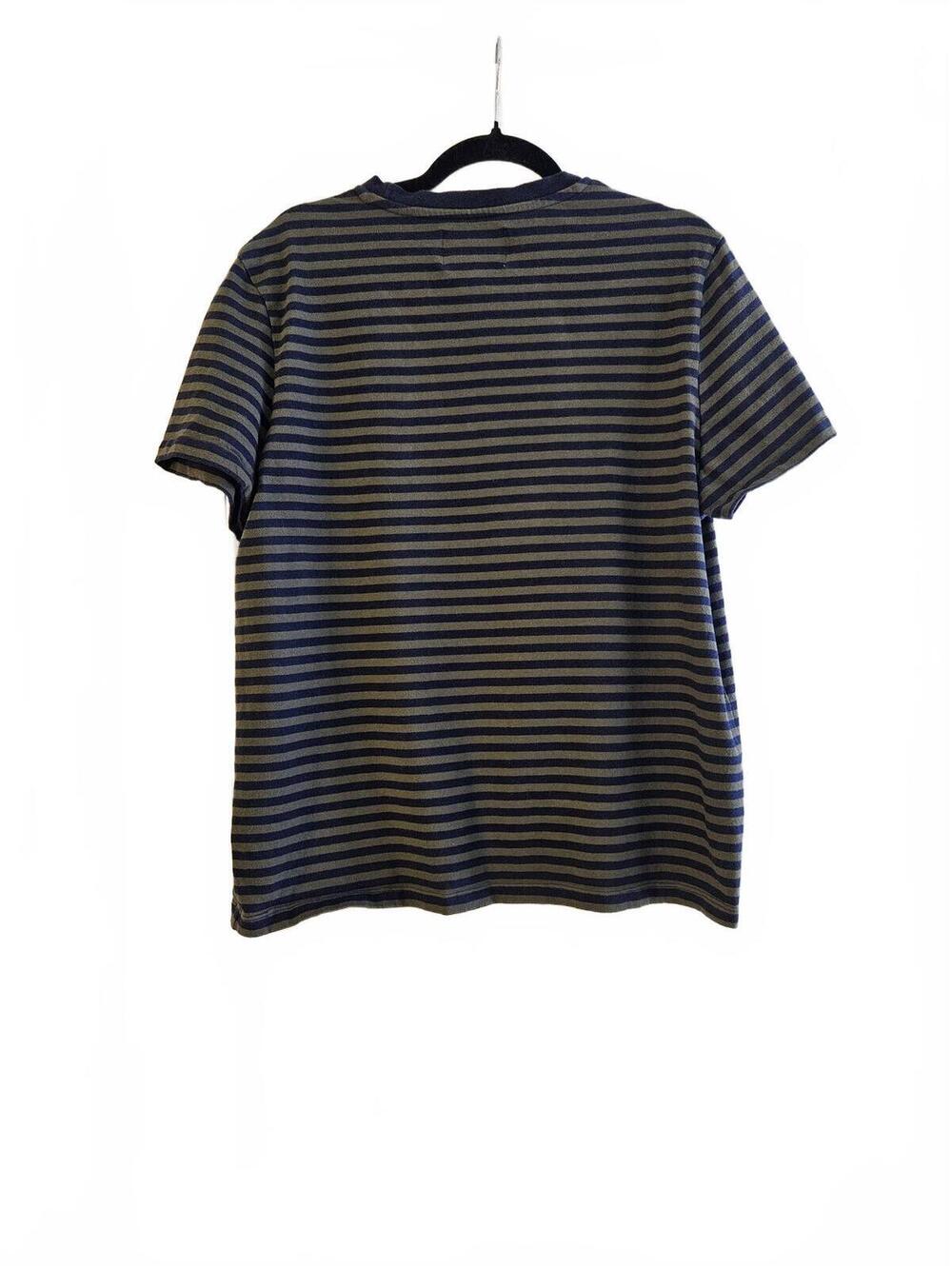 The Stronghold Striped Short Sleeve T-Shirt Size M in Classic Navy and Olive Grn - Picture 2 of 5